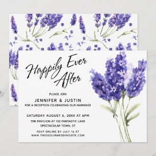 Convite Felicidade Eterna Flores de Lavanda em Aquarela