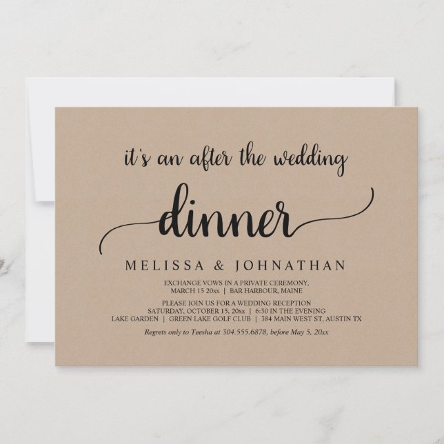 Convite Felicidade Eterna Jantar de Casamento Rústico Elop (Frente)