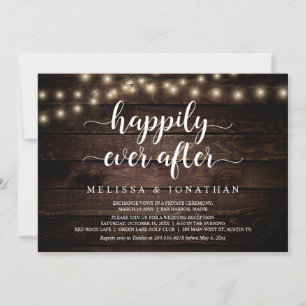 Convite Felicidade Eterna, Luz de Corda Rústica, Casamento