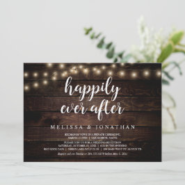 Convite Felicidade Eterna, Luz de Corda Rústica, Casamento