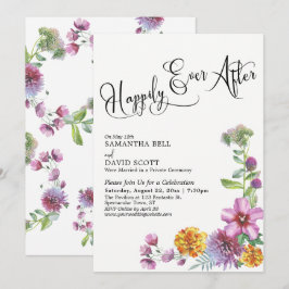 Convite Felicidade Eterna Recepção de Aquarela de Flores S