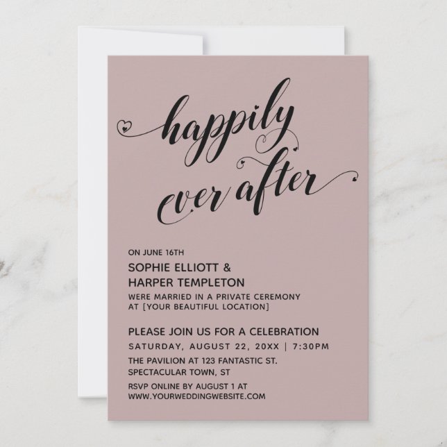 Convite Felicidade Para Sempre Corações Festa Poeira Rosa (Frente)