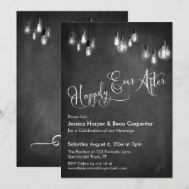 Convite Felicidade para Sempre, Luzes de Edison, Quadro Ne