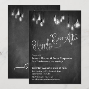 Convite Felicidade Para Sempre, Luzes de Edison, Quadro Ne