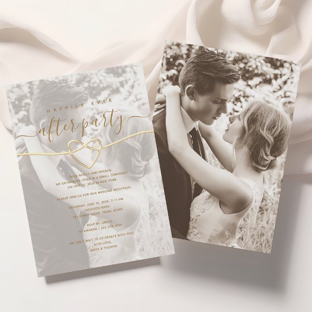 Convite Felicidade Simples Após o Casamento Recepção Foto (Criador carregado)