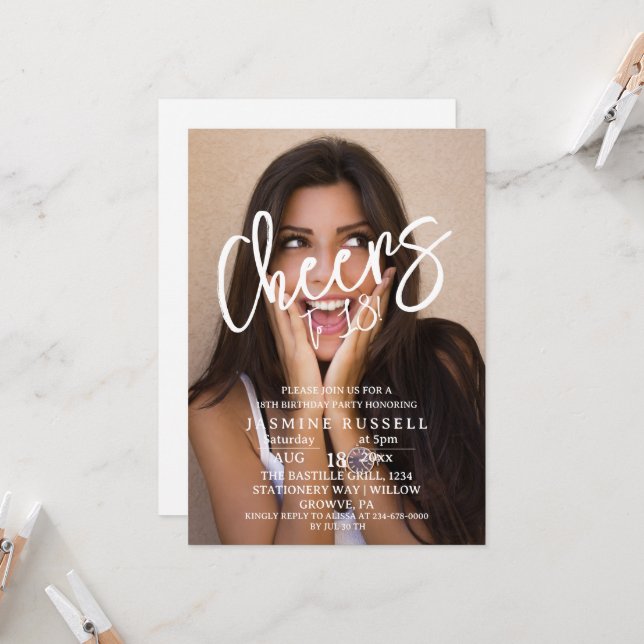 Convite Felicita 18º Aniversário da Foto Moderna Por Ela (Frente/Verso In Situ)