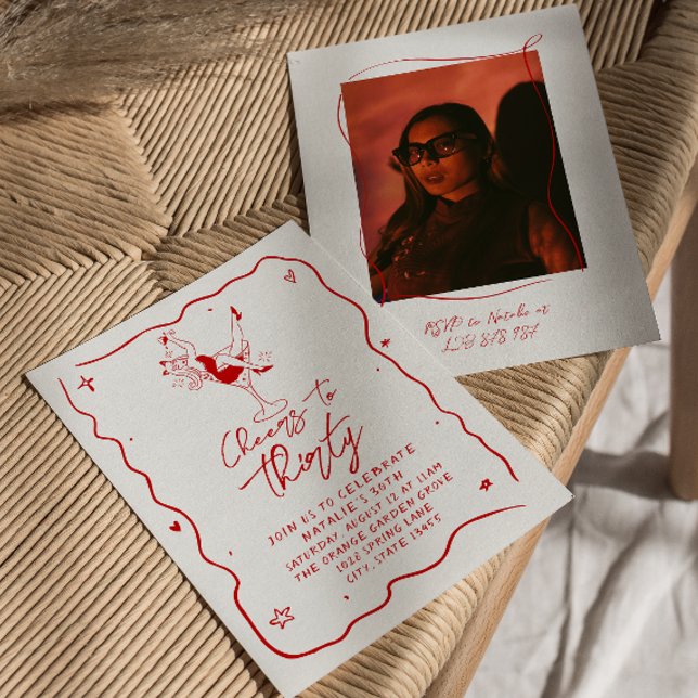 Convite Felicitações Ilustradas A Trinta 30 Foto Aniversár (Criador carregado)