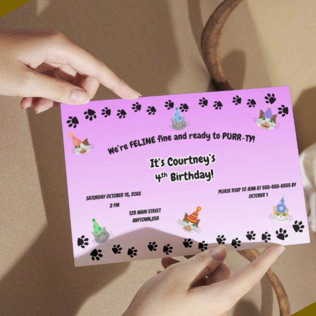 Convite Feline Fine e Ready to PURR-ty (Criador carregado)