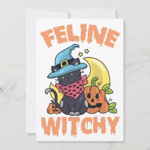 Convite Feline Witchy Funny Spooky Gatinho Gatinho