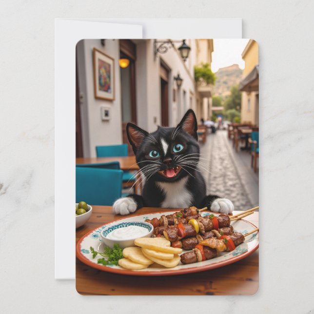 Convite Felini gosta da cozinha grega (Frente)