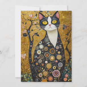 Convite Felino Celestial em Dourado