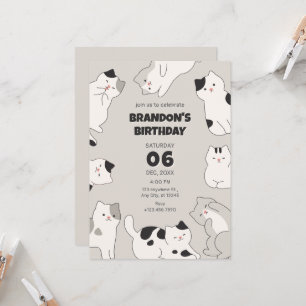 Convite Felinos lindos fazem anos de estimação