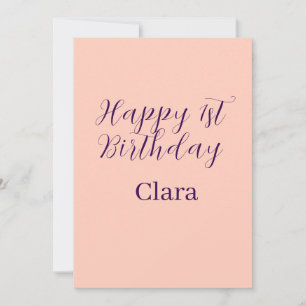 Convite Feliz 1º aniversário laranja roxo boho retrô nome