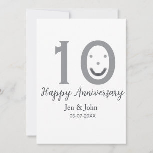 Convite Feliz 10º aniversário nome data cinza negrito emoj