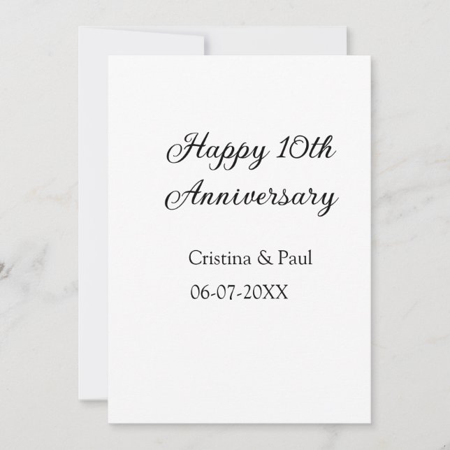 Convite Feliz 10º aniversário, simples nome de casamento m (Frente)