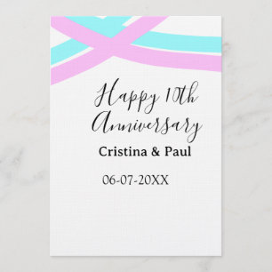 Convite Feliz 10º aniversário simples nome de casamento mi