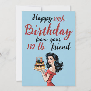 Convite Feliz 29º aniversário do seu amigo 110 lb Engraçad