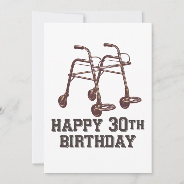 Convite Feliz 30º Aniversário Ajuda Cômica de Caminhada (Frente)