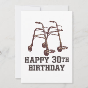 Convite Feliz 30º Aniversário Ajuda Cômica de Caminhada