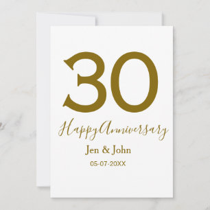 Convite Feliz 30º aniversário nome data letras douradas em