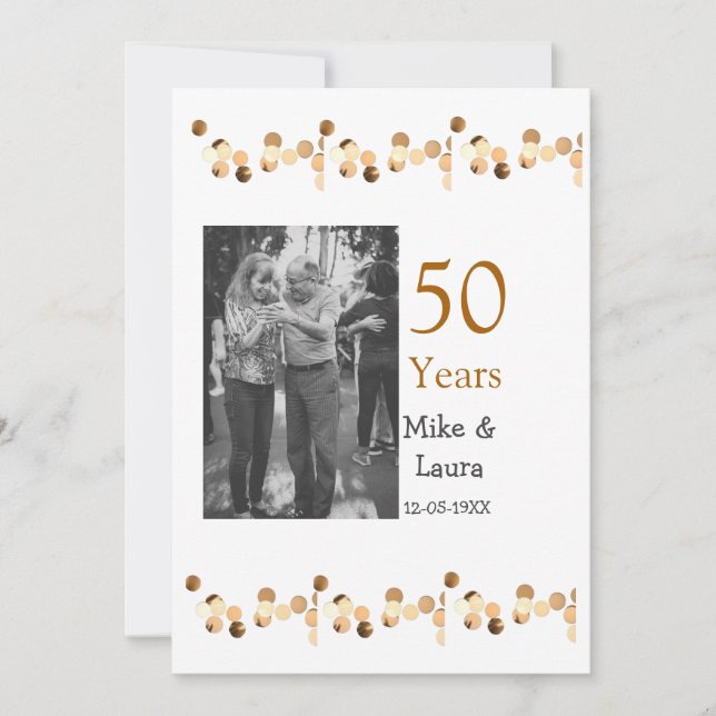 Convite Feliz 50º aniversário adicionar nome do casal data (Frente)