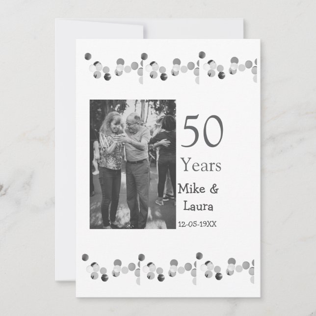 Convite Feliz 50º aniversário adicionar nome do casal data (Frente)