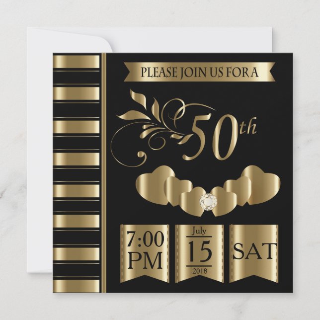 Convite Feliz 50º Aniversário de Bodas de Ouro (Frente)