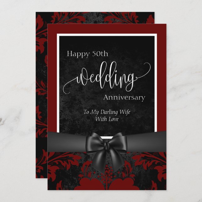 Convite Feliz 50º aniversário de casamento foto tradiciona (Frente/Verso)