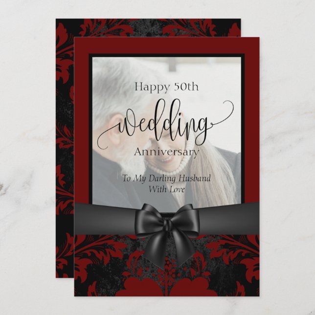 Convite Feliz 50º aniversário de casamento foto tradiciona (Frente/Verso)