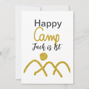 Convite Feliz acampamento de um aniversário crianças ouro