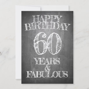 Convite Feliz Aniversário - 60 Anos & Fabuloso em chalkboa