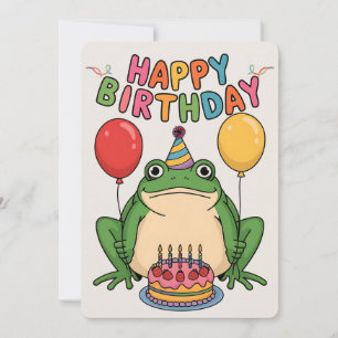 Convite Feliz Aniversário Amigos Família Sapo Engraçado