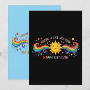 Convite Feliz Aniversário Boas Vibrações Arco-Íris Sol