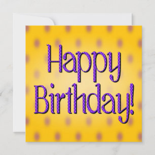 Convite Feliz Aniversário Bolinhas Azul Texto Amarelo Bkgr