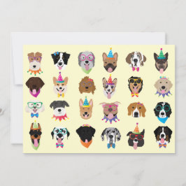 Convite Feliz Aniversário Cachorro Enfrenta Animais Pawty