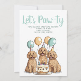 Convite Feliz Aniversário Cachorros de Goldendoodle