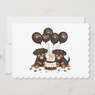 Convite Feliz Aniversário Cães Rottweiler