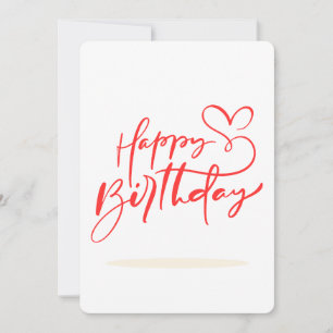 Convite Feliz Aniversário Caligrafia com Coração Desenhado