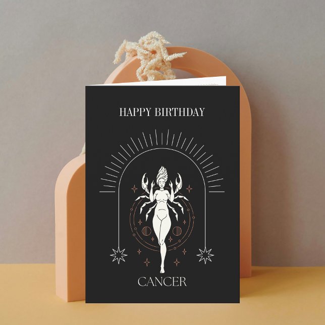 Convite Feliz Aniversário Cancer Místico Zodiac Horoscope  (Happy Birthday Mystic Cancer Zodiac Horoscope Card)