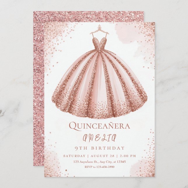 Convite Feliz aniversário, castelo da princesa (Frente/Verso)