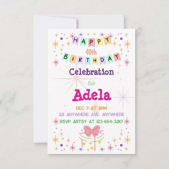 Convite Feliz Aniversário Colorido (Frente)