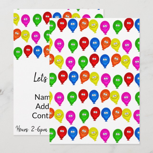 Convite Feliz Aniversário Convocando Balões Coloridos (Frente/Verso)