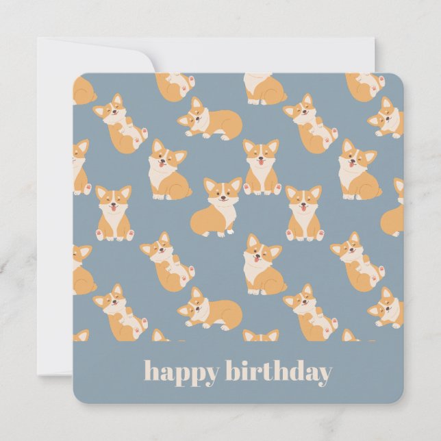 Convite Feliz Aniversário, Cute Corgi Patterno para Cachor (Frente)