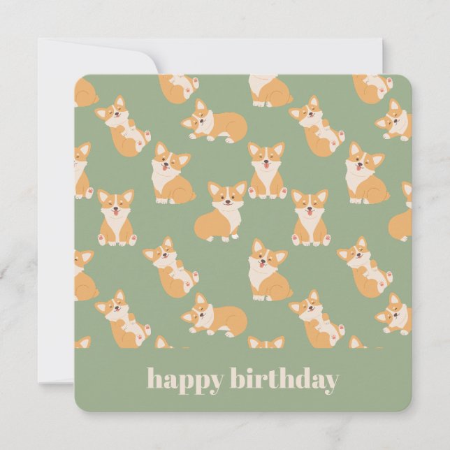Convite Feliz Aniversário, Cute Corgi Patterno para Cachor (Frente)