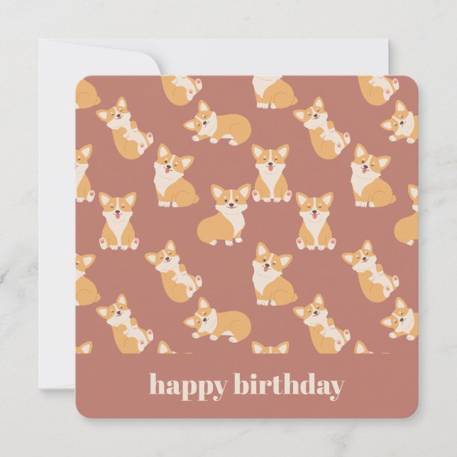 Convite Feliz Aniversário, Cute Corgi Patterno para Cachor (Frente)
