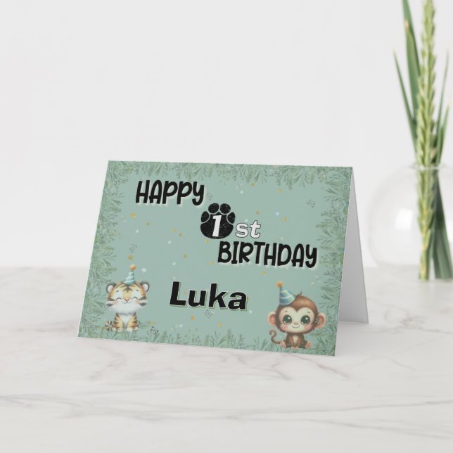 Convite Feliz Aniversário da 1ª rua Selvagem Safari Feliz (Frente)