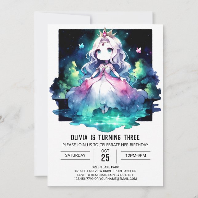 Convite Feliz aniversário da Princesa Encantada (Frente)