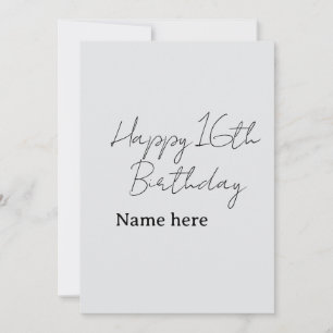 Convite Feliz aniversário de 16 anos nome data caligrafia