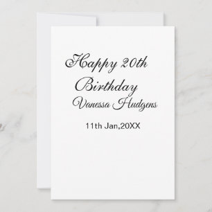 Convite Feliz aniversário de 20 anos nome data simples min