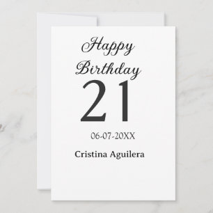 Convite Feliz aniversário de 21 anos letra negrito simples